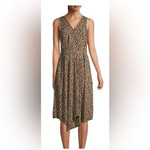BeachLunchLounge Anais Beige Black Leopard Print Midi Dress Size Medium NWT